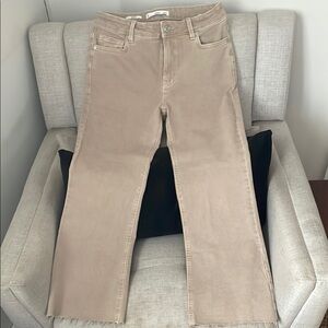 Women's Tan Manjo crop gray hem jeans